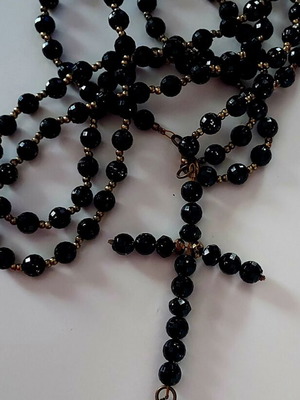 Rosary with black glossy beads like new