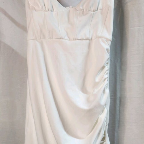 ZARA White Mini Dress Like New With Corset And Side Ruching