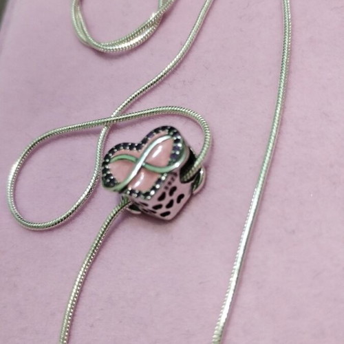 Silver chain necklace with silver heart, enamel and infinity symbol new