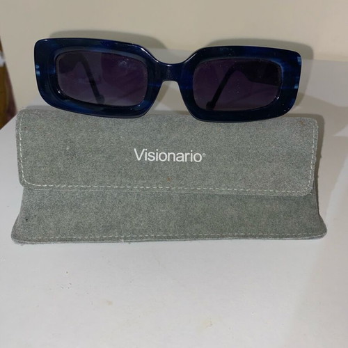 Visionario blue acetate sunglasses like new with rectangular lenses