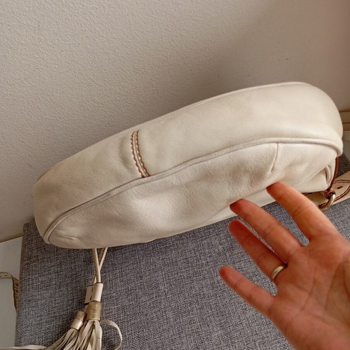 Lancel vintage original shoulder bag used, ecru color