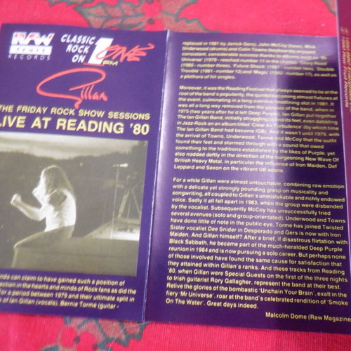 Gillan Live At Reading cassette tape like new, rare