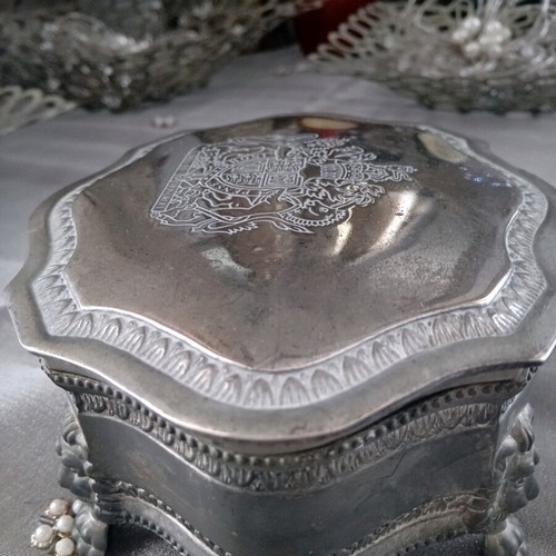 Silver-plated jewelry box with velvet lining like new