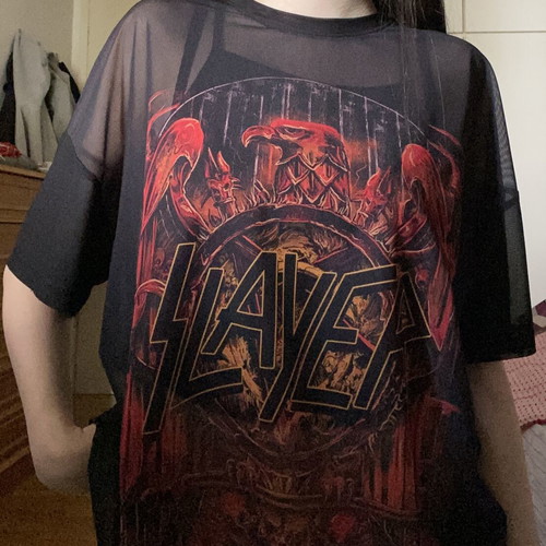 Bershka Slayer mesh oversized T-shirt, XS