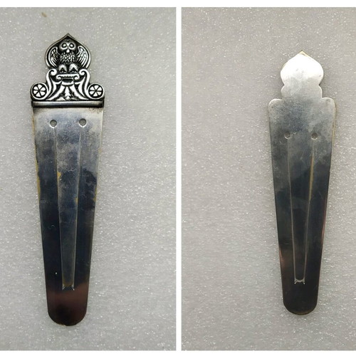 Silver-plated owl-themed bookmark paper cutter used