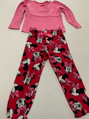 H&M pajama used for ages 2-4, red and pink with stains