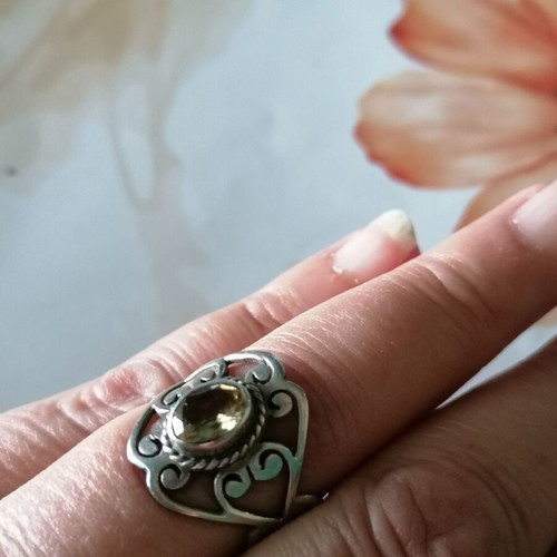 Silver 925 ring vintage style with citrine stone new no 57 (US 8)