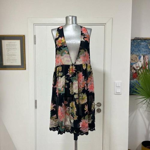 Maeve Anthropologie Violetta Babydoll Dress Tunic Sheer Floral Lace Size XS like new