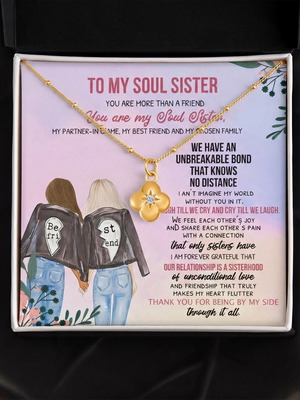 To My Soul Sister Necklace 18K Gold Plated Flower Pendant