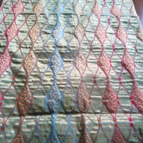 Silk taffeta fabric for home clothing with rhombus and printed combo