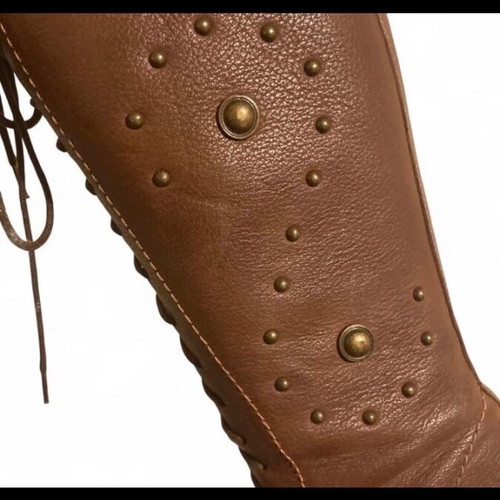 Vintage leather riding boots used, size EU 37, bronze stud details