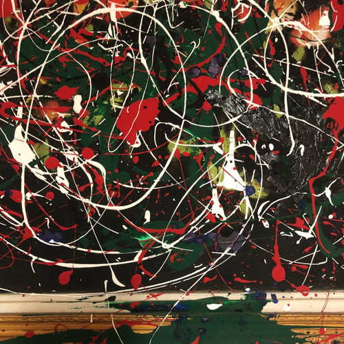 Original abstract mixed media painting on vintage oil painting 40x50 cm used