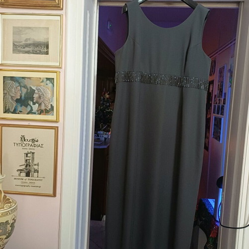 Set dress with tunic new, gray, size 56, long elegant