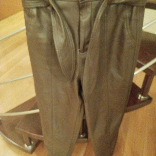High-waisted BSB faux leather pants brown like new