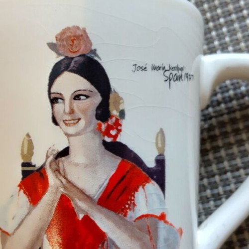 Decorative mugs used, set of 2 from Spain