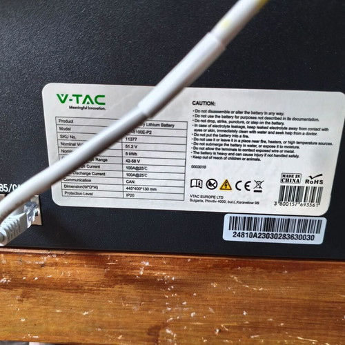 V-TAC VT48100E-P2 5kw lithium battery like new