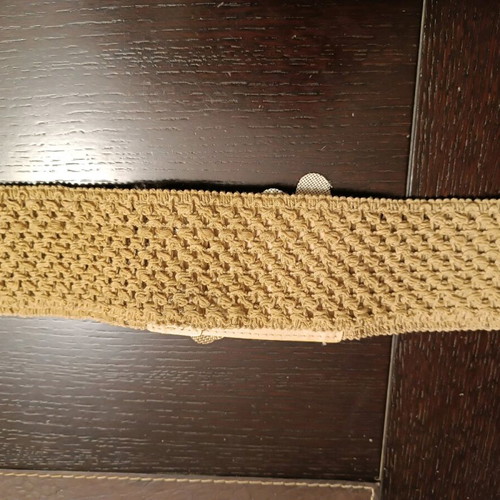 Knitted beige belt like new with decorative flowers, size 75cm