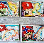  Συλλεκτικά χαρτάκια του 1960 από το ΑΛΜΠΟΥΜ ΣΗΜΑΙΩΝ ΟΛΟΥ ΤΟΥ ΚΟΣΜΟΥ Εκδ ΚΑΟΥ ΜΠΟΥ. Δίνονται μεμονωμένα 5 ευρώ το ένα. Ελάχιστη παραγγελία, 3 χαρτάκια