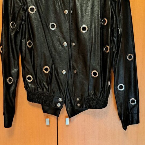 Leather jacket women's like new, black with metal details
