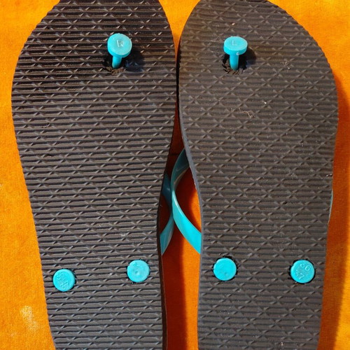 Emoji sandals size 36/37 with blue straps
