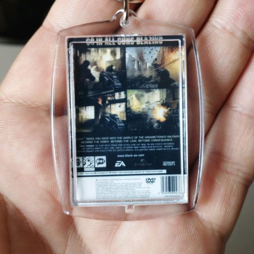 Black PS2 acrylic keychain