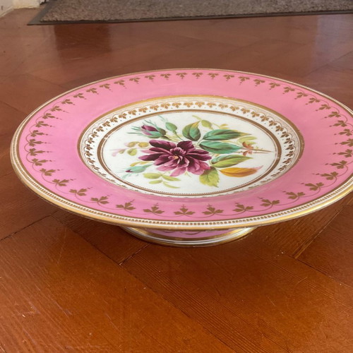Antique porcelain cake stand 100 years old with handmade decoration