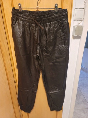 Zara faux leather jogger pants used, brown, size S