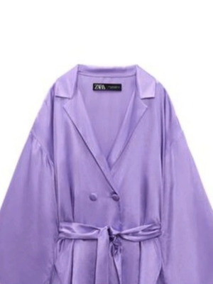 Satin shirt with belt Zara like new, purple, size L