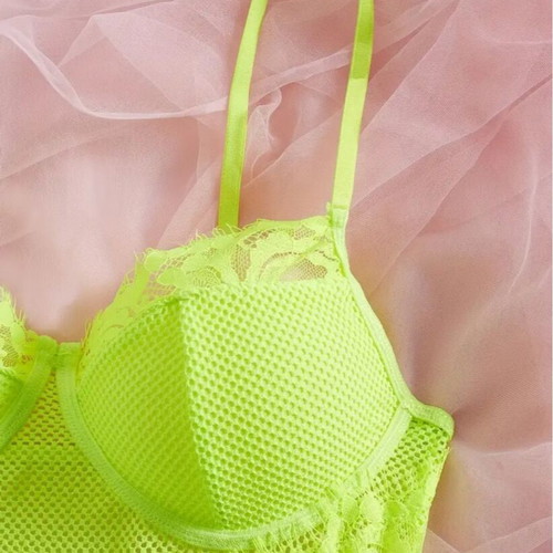 Sensual bodysuit fluorescent green M new, Brazilian cut