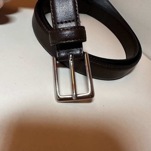 Genuine leather belt like new, brown, 105 cm, silver buckle