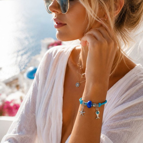 Handmade Summer Bracelet with regalon cord and summer charms