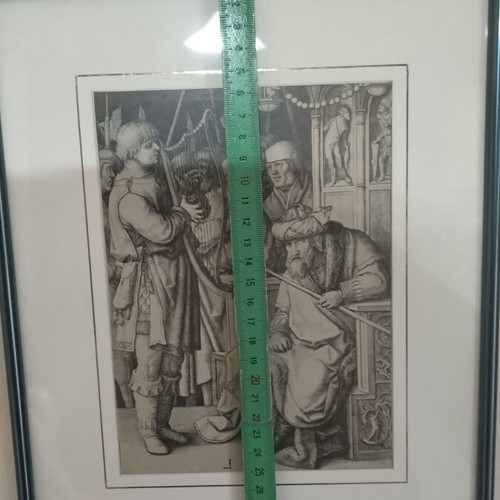 David Playing the Harp Chalcography print like new