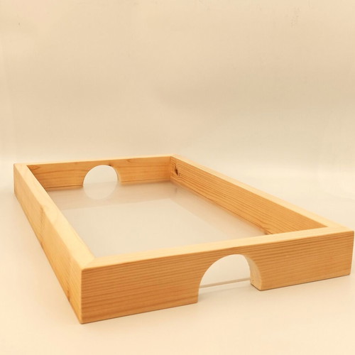 Serving trays new, handmade wood and plexiglass, made in Greece