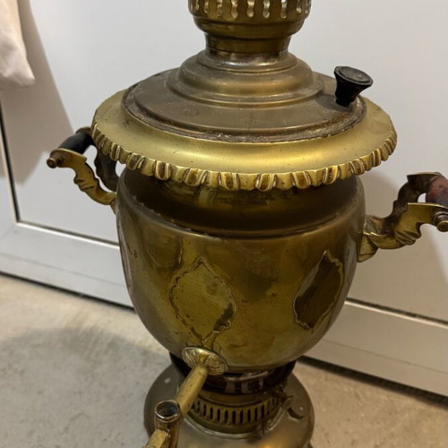 Antique brass samovar used with Persian mark