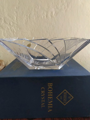 Bohemia Crystal Vase new, height 10 cm, plate 26 cm