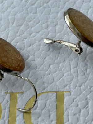 Handmade dangling earrings with warm gold-orange interior, like new