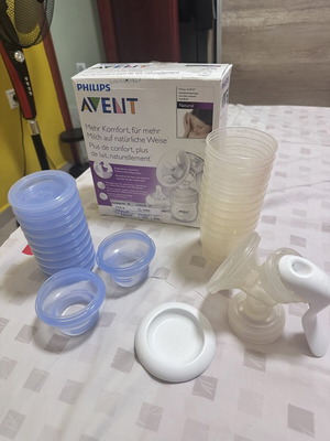 Philips Avent χειροκίνητο θήλαστρο Natural σαν καινούργιο με δοχεία αποθήκευσης
