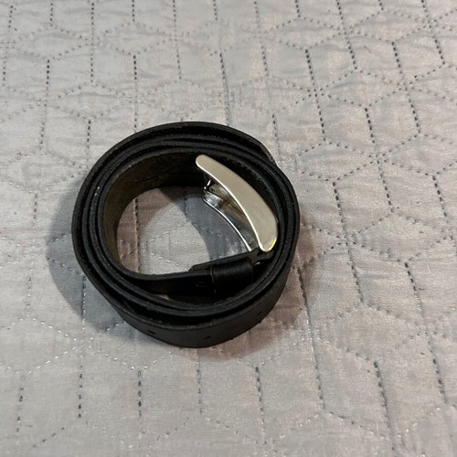 Women's black leather belt with silver buckle like new