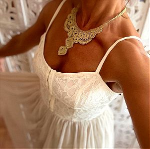 Φόρεμα αέρινο ρομαντικο δαντέλα-τουλι