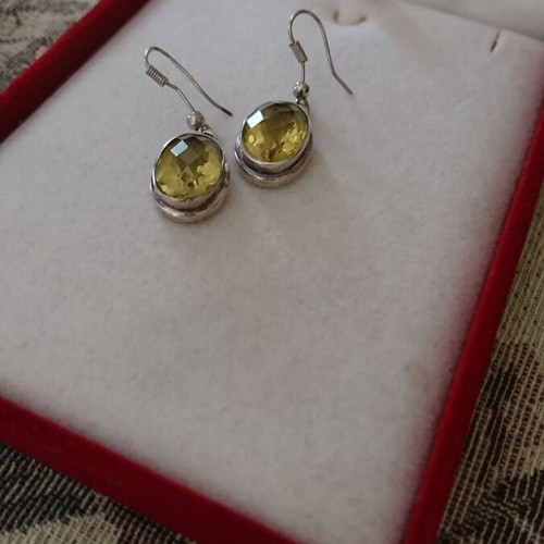 Silver earrings with oval natural citrine stones like new