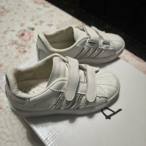 Children's white and silver athletic shoes size 31