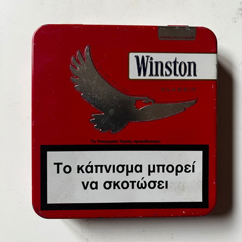Winston red metal tobacco tin used