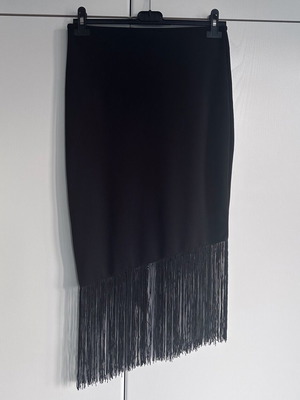 Midi skirt with fringes like new, size M, black