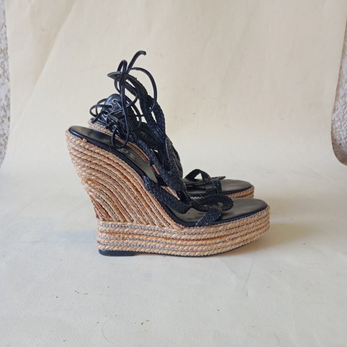 JLo platforms like new, black and beige, size 36