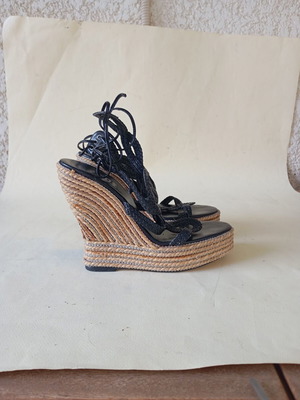 JLo platforms like new, black and beige, size 36