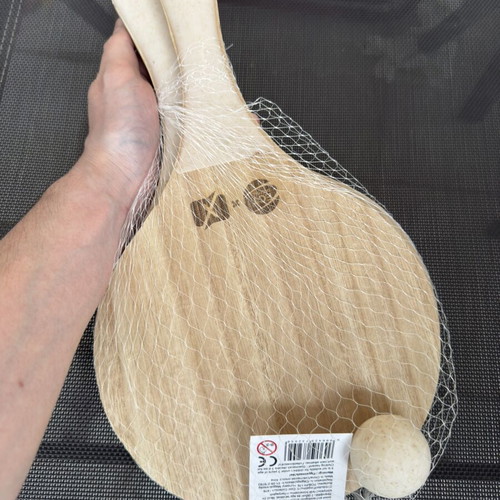 Wooden beach tennis rackets set with ball new
