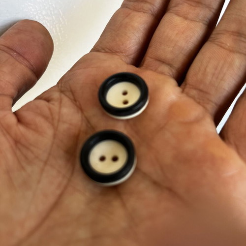 Vintage black and white 17mm buttons, pack of 15