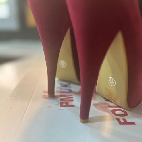 Follow Me Red Peep Toe Pumps Size 39 New