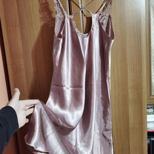 Satin jumpsuit with straps like new, light purple metallic, size XL