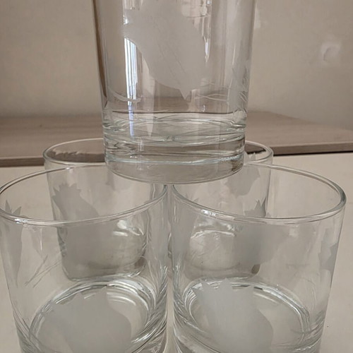 Glass tumblers with embossed design new